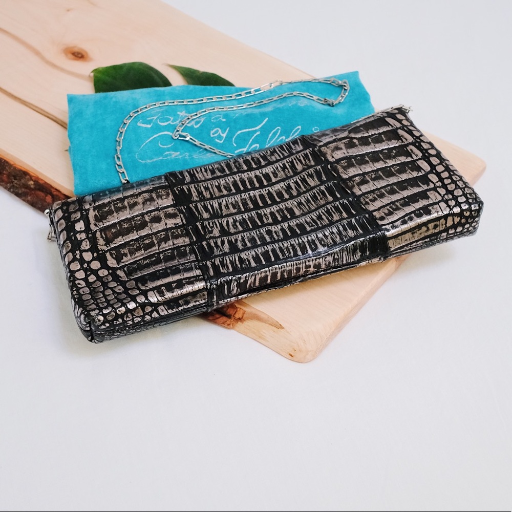 Carlos Falchi Designer Python Evening Clutch - image 3